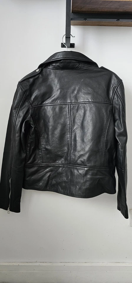 New With Tags Mango Black Leather Biker Jacket Size Small - Image 2 of 4