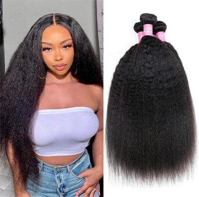 Yaki Straight Human Hair Bundles Haarverlängerung Weave Hair Extensions 35 40 45