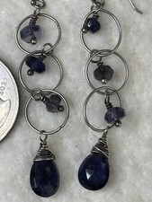 Sterling Silver Opaque Sapphire Handmade Dangle Earrings With Sapphire Beads