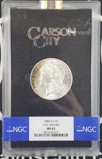 *GSA HOARD* 1884-CC Morgan Silver Dollar in Carson City Holder - NGC Graded MS63