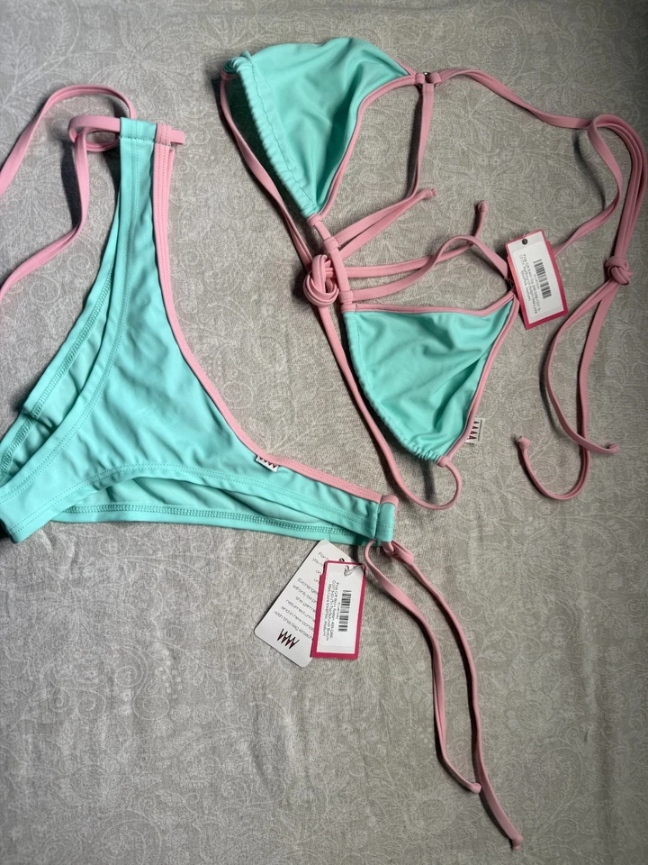 Wicked Weasel Bikini Set 399 Tri Top & 499 Ruffle Bottom M türkis – limitiert
