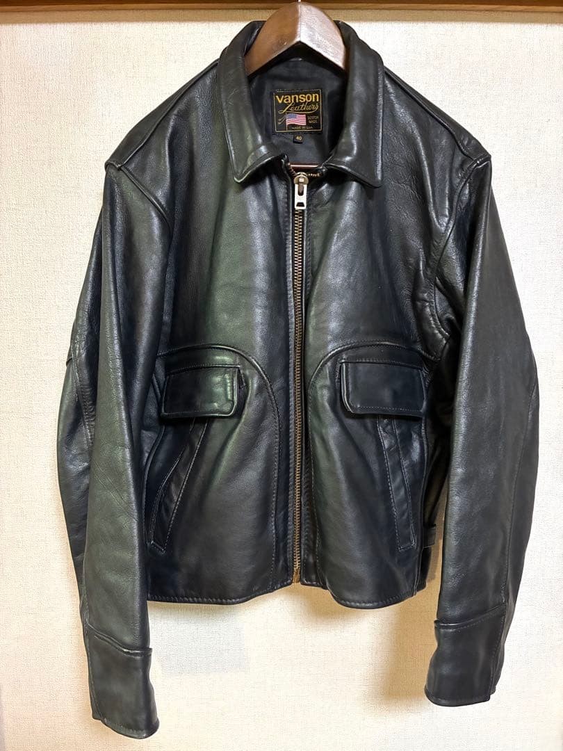 VANSON Leather Trucker Jacket Collared Short L - image 1