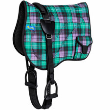 Horse Neoprene Padded Anti-Slip Bareback Saddle Pad Blue Plaid 39TS04