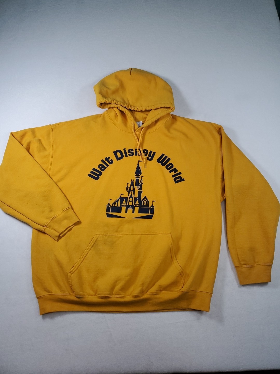 Retro Disney Yellow Hoodie XL Walt Disney World Sweatshirt Long Sleeves