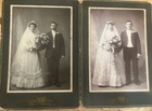 Set of 2 Young Bride and Groom Wedding Cabinet Cards Antique Photos Old Lot — photo 1