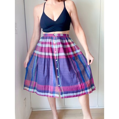 Madas' Plaid Vintage 80s Skirt Purple Summer Twee Prep Classic VacationVibes