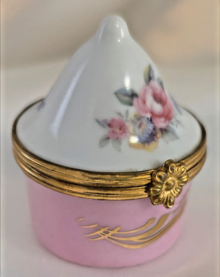 Limoges Cupcake Trinket Box Flowers Gold Metal Accents France