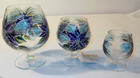 4 pc set Oversize Vase Brandy sniffer vase candle holder HandPainted Purple blue — photo 8