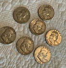 7 Ben Franklin 90% Silver Dated 1950-51-63