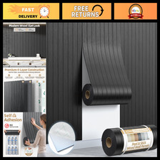 Peel and Stick Wood Slat Wall Panels 3D PVC Faux Black Wood Grain Wallpaper