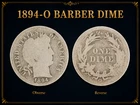 1894-O Barber Dime 90% Silver Good Details New Orleans Mint US Silver Coin 10c !