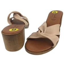 Mila Paoli Leather Heel Sandals Mules Slip On Pink Nude Women’s Size 9 Italy