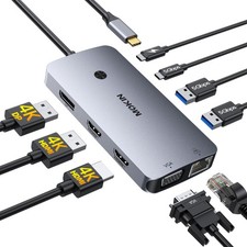 USB C Docking Station Dual Monitor Hub, MOKiN Laptop Docking staiton 3 Monito...