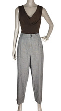 Vintage 80s Ultra-High-Waisted Pleated Front Houndstooth BLK/WHT Pants L/XL