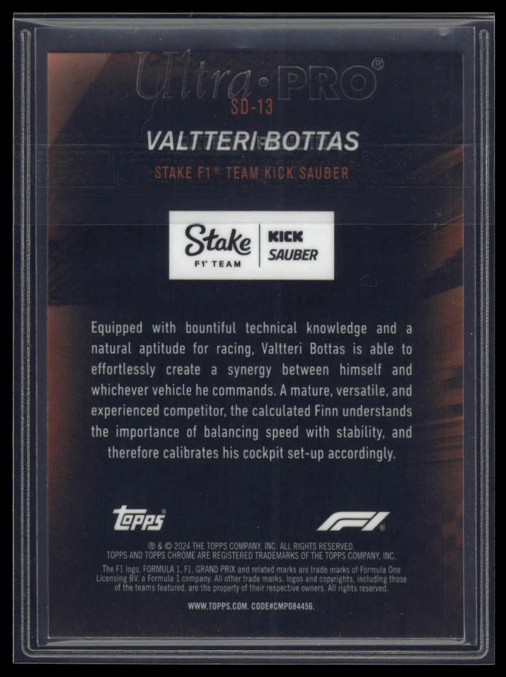 2024 Topps Chrome Formula 1 #SD-13 Valtteri Bottas Speed Demons - Image 2 of 2