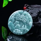 Natural Blue  Jade jadeite Carving  Pendant Necklace Certified Grade A