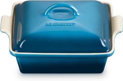Le Creuset Heritage Square Casserole Dish - 2qt Stoneware Baking Dish With Lid, Olive Color