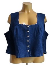 NEU Übergröße Damen Stretch Jeans Weste Corsage blau im Trachtenlook Gr. 58
