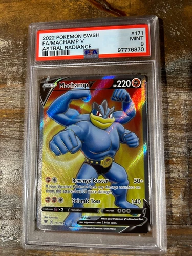 Pokemon 2022 Astral Radiance Full Art MACHAMP V #171 PSA 9 Mint RARE