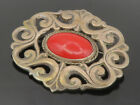 Mexico 925 Sterling Silver Vintage Coral Dark Tone Swirl Brooch Pin Bp5401
