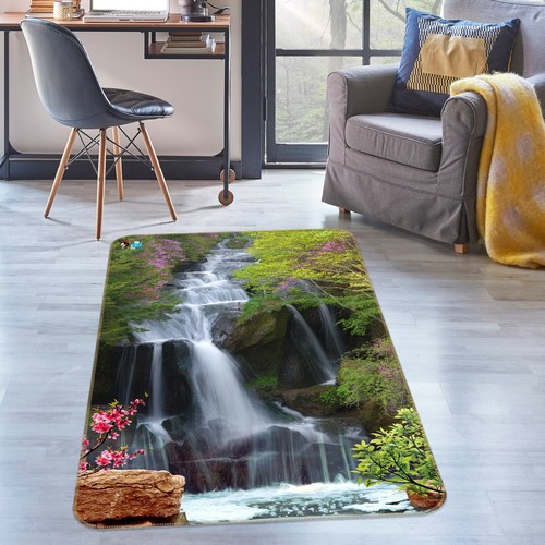 3D Waterfall Trees Flower NAO11219 Game Rug Mat Elegant Photo Carpet ...