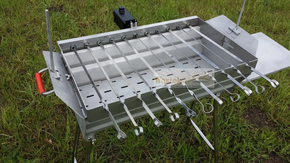 MANGAL Schaschlik GRILL "Leto" 100% Edelstahl +Spießdreher