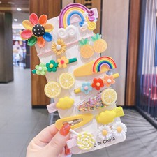 Girls Hairpin Princess pink yellow Headdress cute rainbow hair clips