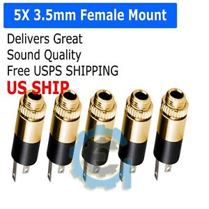 Pack of 5 3.5mm Female Stereo Audio Jack Connector panel mount