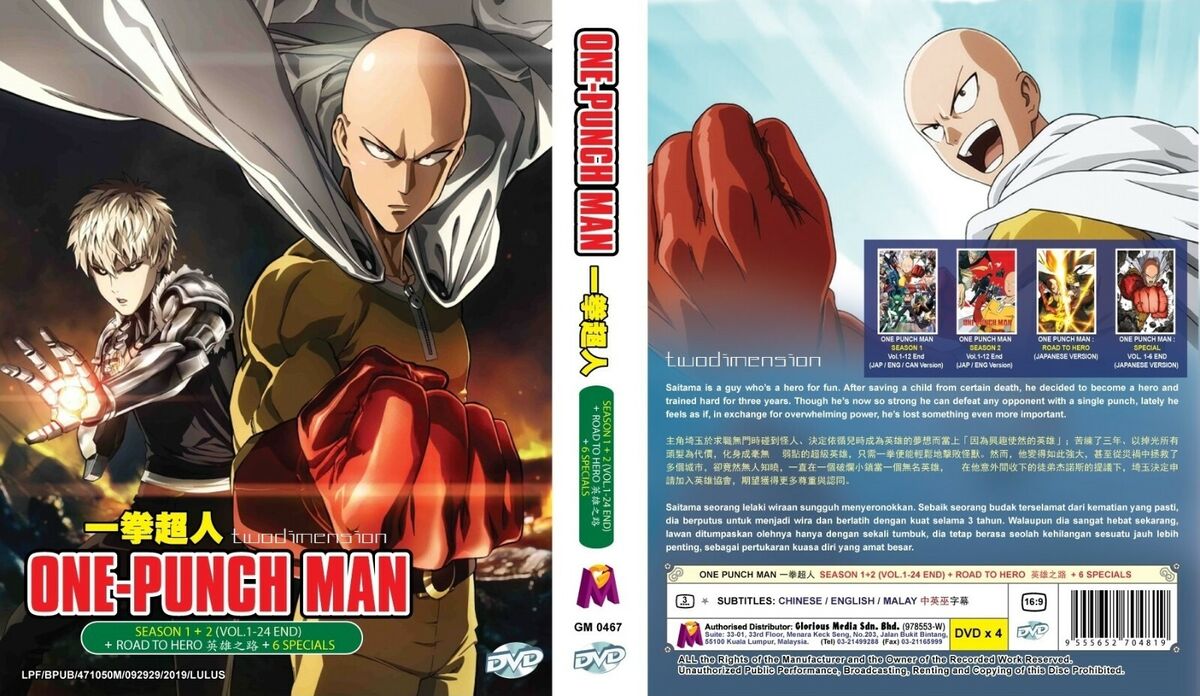 One Punch Man Dublado E Legendado 1ª E 2ª Temporadas Em Dvd