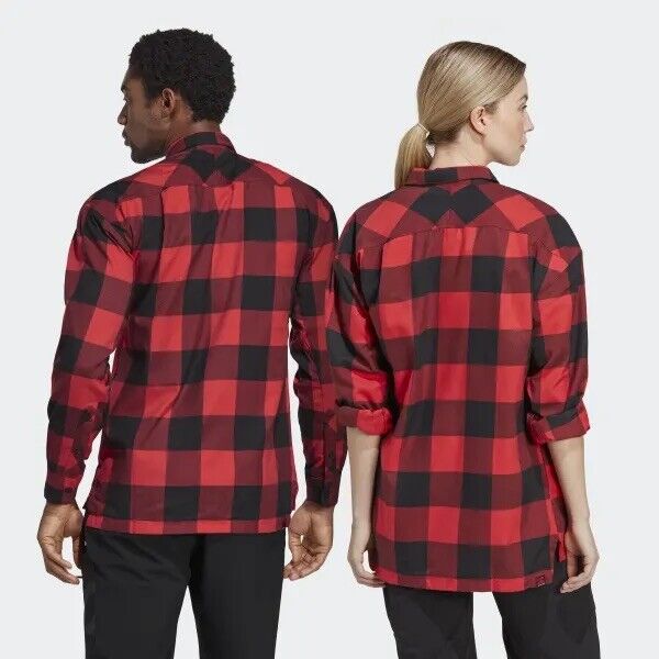 Adidas Five Ten Adult Flannel Button Down Shirt Red HD2251 Adidas Five Ten Adult Flannel Button Down Shirt Red HD2251