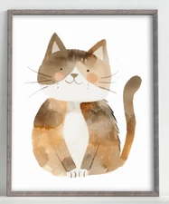 Nursery Wall Art Print, Cat Kids Room Art Print, Baby Wall Decor #963