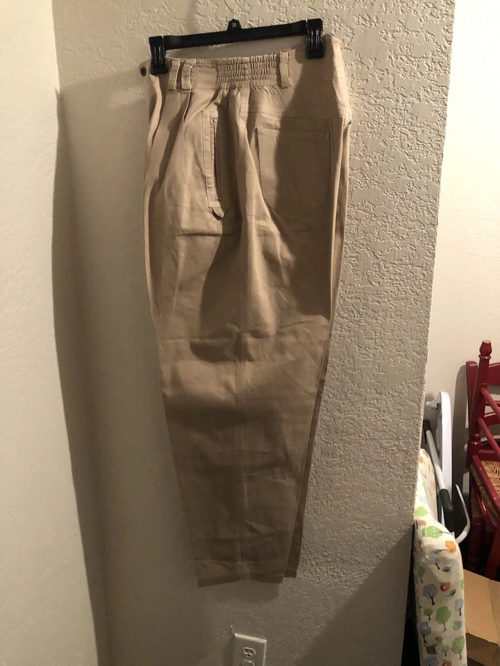 Pantalón para mujer Chaus Sport caqui - talla 12 inserciones laterales elásticas plisadas delanteras Foto 2 de 4