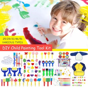 Details About Painting Drawing Tool Kit Roller Mold Sponge Brush Clothes Kids Baby Toy Diy