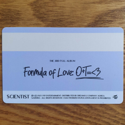 Jeongyeon Official Scientist ID Card Twice 3rd Album Formula of