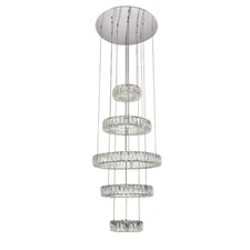 Crystal Chandelier Ceiling Light Fixture Foyer or Dining Room Chrome Ring Halo