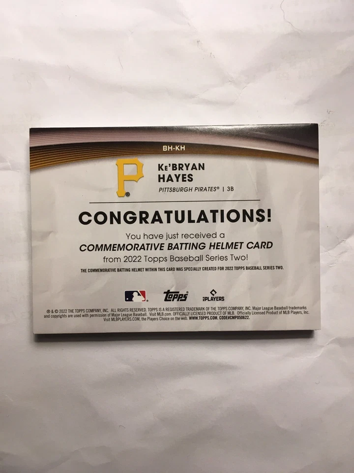 2022 Topps Series 2 Commemorative Batting Helmet Ke'Bryan Hayes Pittsburgh - Image 2 of 2