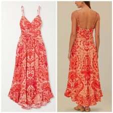 FARM RIO Jaipur Red Cross Over Maxi Dress Medium