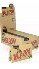 Raw Classic Single Wide Rolling Papers Full Box of 25 Packs 100% Authentic