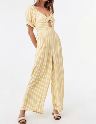 FOREVER 21 Yellow Cream Striped Knotted 