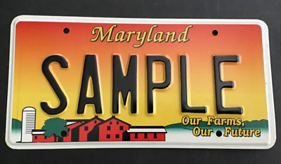 2000 Maryland SAMPLE Our Farms Our Future License Plate Tag specialty