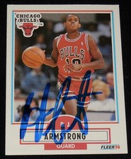 B.J. ARMSTRONG AUTOGRAPHED 1990 FLEER #22 ROOKIE CARD (CHICAGO BULLS)