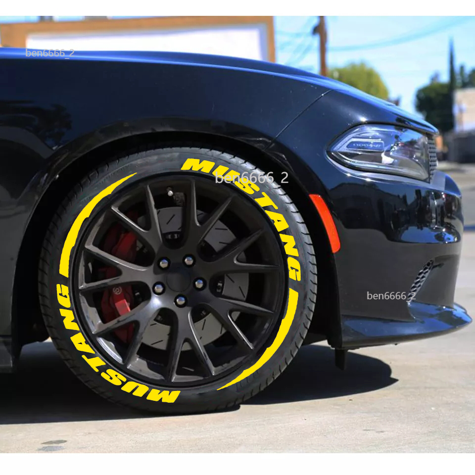 Yellow Tire Lettering Sticker MUSTANG 1.06