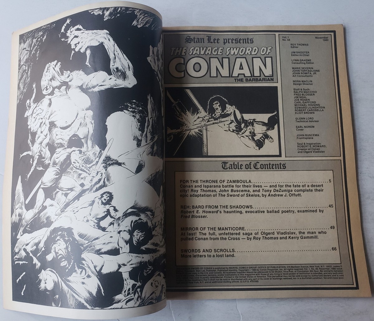 1980 The Savage Sword of Conan #58 Marvel Magazine Nestor Redondo 