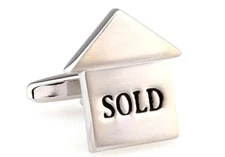 Realtor Sold Pair Cufflinks in a Presentation Gift Box & Polishing Cloth