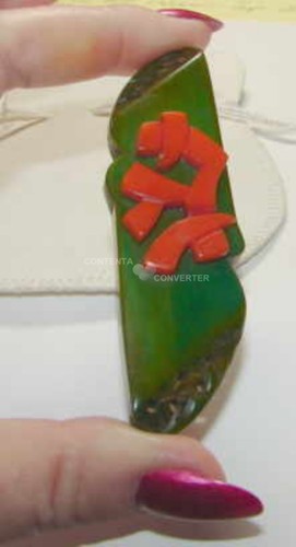 Oriental Inspired 4" Bakelite Pin guaranteed 1940's - Picture 7 of 11