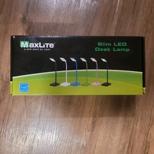 MaxLite Slim LED Desk Lamp USB 2.0 Port Adjustable Neck Black
