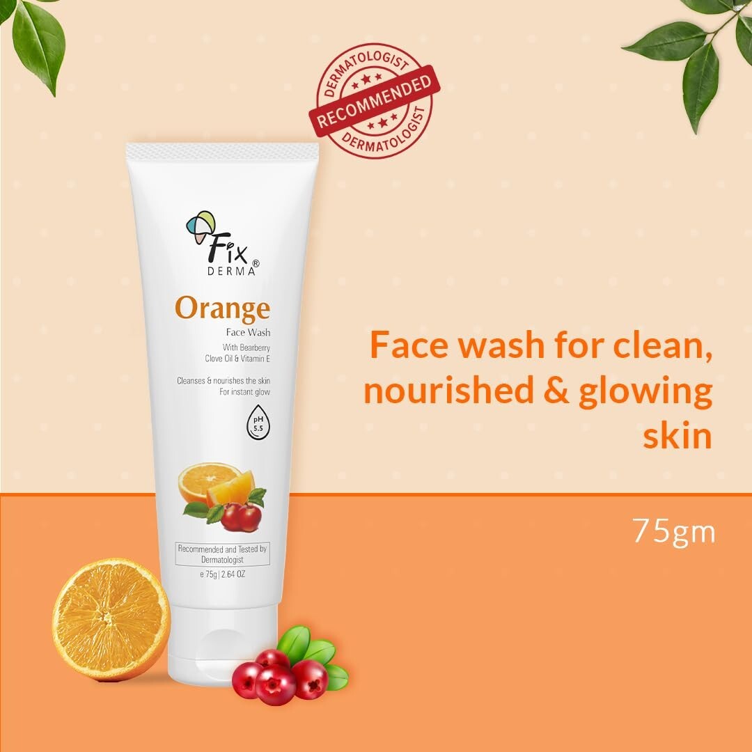 Fixderma Orange Face Wash with Vitamin E & Bearberry Tan Removal Face