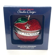 Regent Square Studio Design Best Teacher Apple Christmas Holiday Ornament