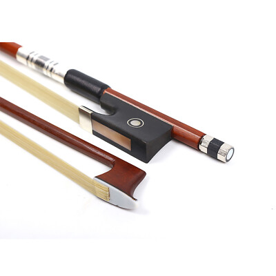 Violin Bow 4/4 Size Brazilwood Stick with Ebony Frog and Natural Horse Hair