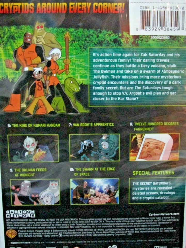 Secret Saturdays, Vol. 2 Cartoon Network New! DVD, 5 Shows KIDS TV, Widescreen  - Image 2 of 4